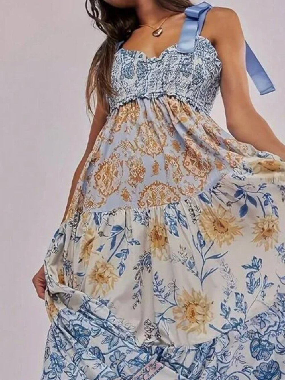 Free People Bluebell Maxi Dress | Size M | Blue and White Floral